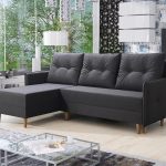 Narożnik z funkcją spania Baldur L-kształtny z pojemnikiem na pościel ciemnoszara plecionka