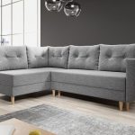 Narożnik z funkcją spania Baldur L lewy z pojemnikiem na pościel jasnoszara plecionka