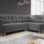 Narożnik z funkcją spania Baldur L prawy z pojemnikiem na pościel ciemnoszara plecionka