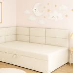 Łóżeczko dziecięce z pojemnikiem na pościel Kaja 80×190 kremowy welur