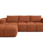 Narożnik z funkcją spania Flavio lewy L-kształtny z pojemnikiem na pościel miedziana plecionka