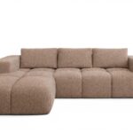 Narożnik z funkcją spania Flavio lewy L-kształtny z pojemnikiem na pościel beżowa plecionka