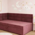Łóżeczko dziecięce z pojemnikiem na pościel Kaja 100x200 bordowy welur