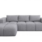 Narożnik z funkcją spania Flavio lewy L-kształtny z pojemnikiem na pościel szara plecionka