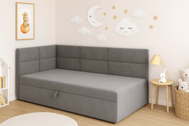 Łóżeczko dziecięce z pojemnikiem na pościel Kaja 80x190 szary welur
