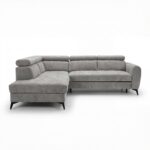 Narożnik z funkcją spania Bjorn L lewy z pojemnikiem na pościel szary szenil