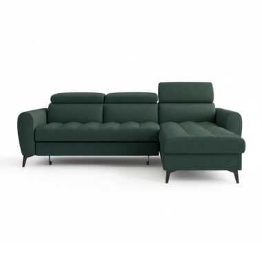 Narożnik z funkcją spania Bjorn uniwersalny L-kształtny z pojemnikiem na pościel zielona plecionka