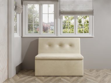 Ławka tapicerowana London 80x55 ze schowkiem kremowy welur