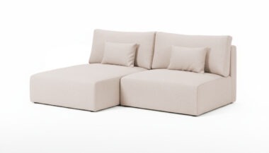 Narożnik z funkcją spania Modulo uniwersalny L-kształtny z pojemnikiem na pościel beżowa plecionka