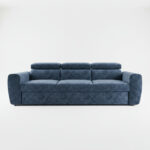 Kanapa z funkcją spania Napoli z regulowanymi zagłówkami granatowy szenil