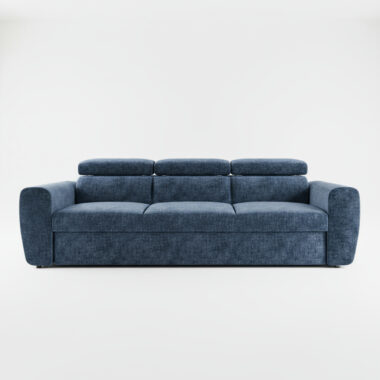 Kanapa z funkcją spania Napoli z regulowanymi zagłówkami granatowy szenil