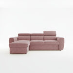 Narożnik z funkcją spania Napoli uniwersalny L-kształtny z pojemnikiem na pościel różowy szenil