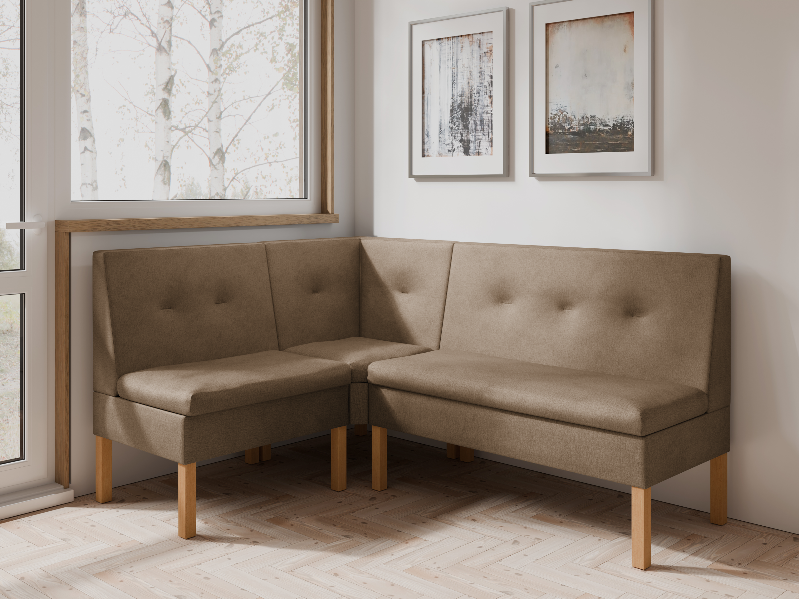 Narożnik kuchenny Paris 140x200 jasnobrązowy welur