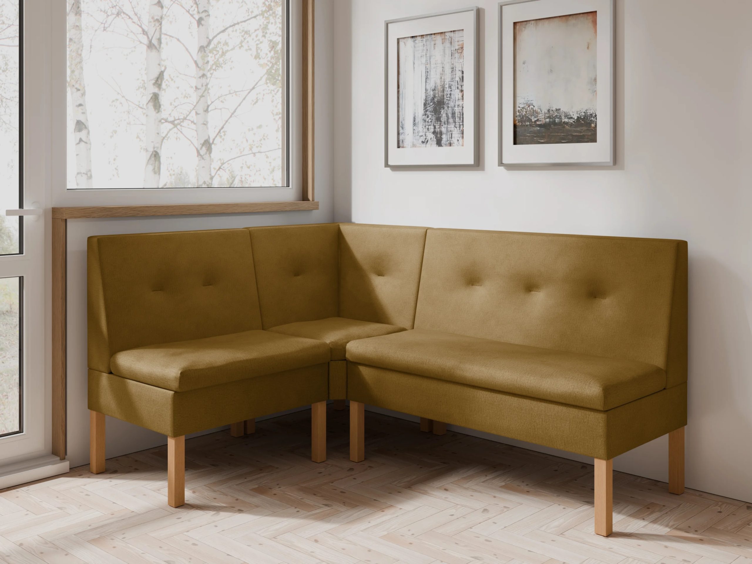 Narożnik kuchenny Paris 140x200 musztardowy welur