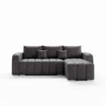 Narożnik z funkcją spania Pufetto uniwersalny L-kształtny z pojemnikiem na pościel grafitowy welur