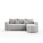 Narożnik z funkcją spania Pufetto uniwersalny L-kształtny z pojemnikiem na pościel kremowy sztruks