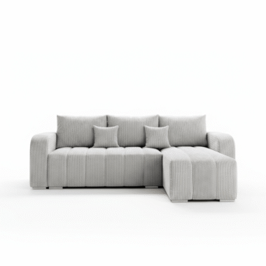 Narożnik z funkcją spania Pufetto uniwersalny L-kształtny z pojemnikiem na pościel kremowy sztruks