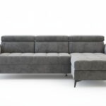 Narożnik z funkcją spania Bjorn uniwersalny L-kształtny z regulowanymi zagłówkami szary welur