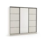 Szafa przesuwna Kashi 200 cm z lustrem i szufladami kaszmir