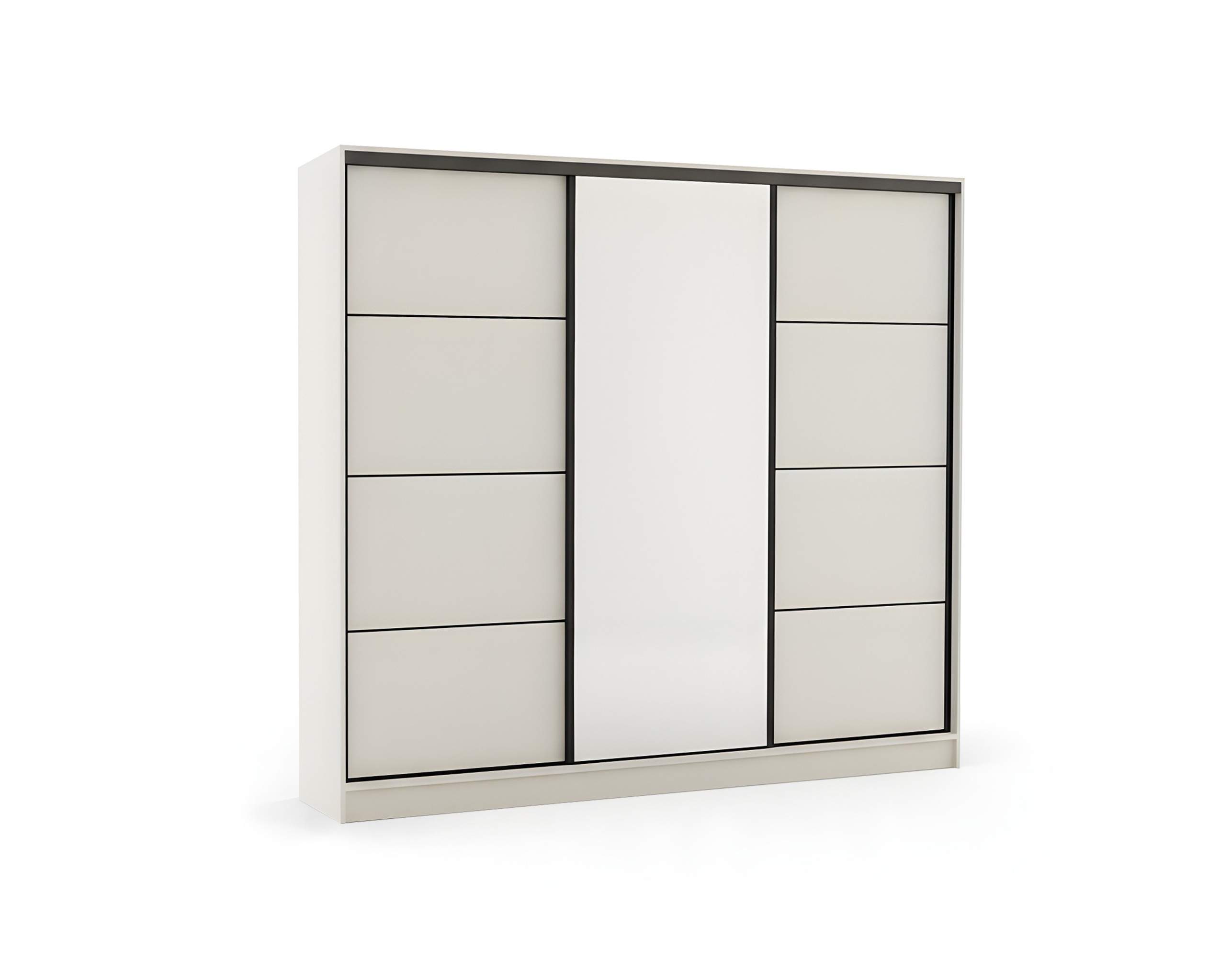 Szafa przesuwna Kashi 200 cm z lustrem i szufladami kaszmir