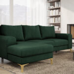 Narożnik z funkcją spania Instra lewy L-kształtny z pojemnikiem na pościel butelkowa zieleń welur