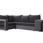 Narożnik z funkcją spania Milano lewy L-kształtny z pojemnikiem na pościel czarno-szary plusz