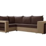 Narożnik z funkcją spania Milano lewy L-kształtny z pojemnikiem na pościel brązowo-beżowy plusz