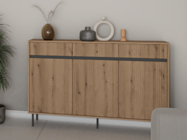 Komoda Osaka trzydrzwiowa z szufladami dąb evoke