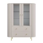 Duża witryna z szufladami Ovalio beż piaskowy