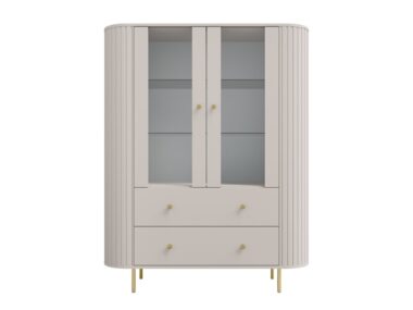 Duża witryna z szufladami Ovalio beż piaskowy