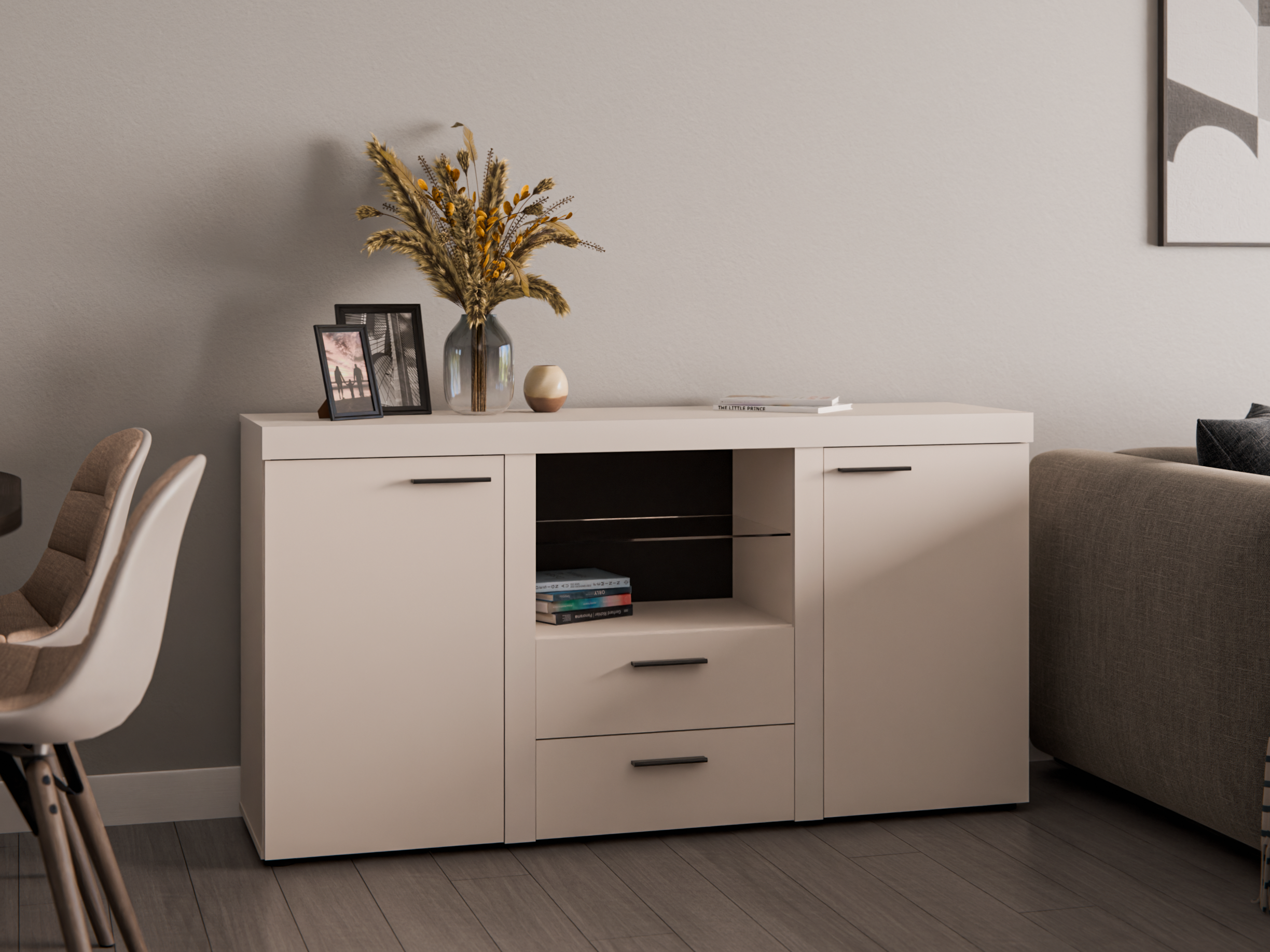 Komoda Rumba dwudrzwiowa z szufladami beż piaskowy