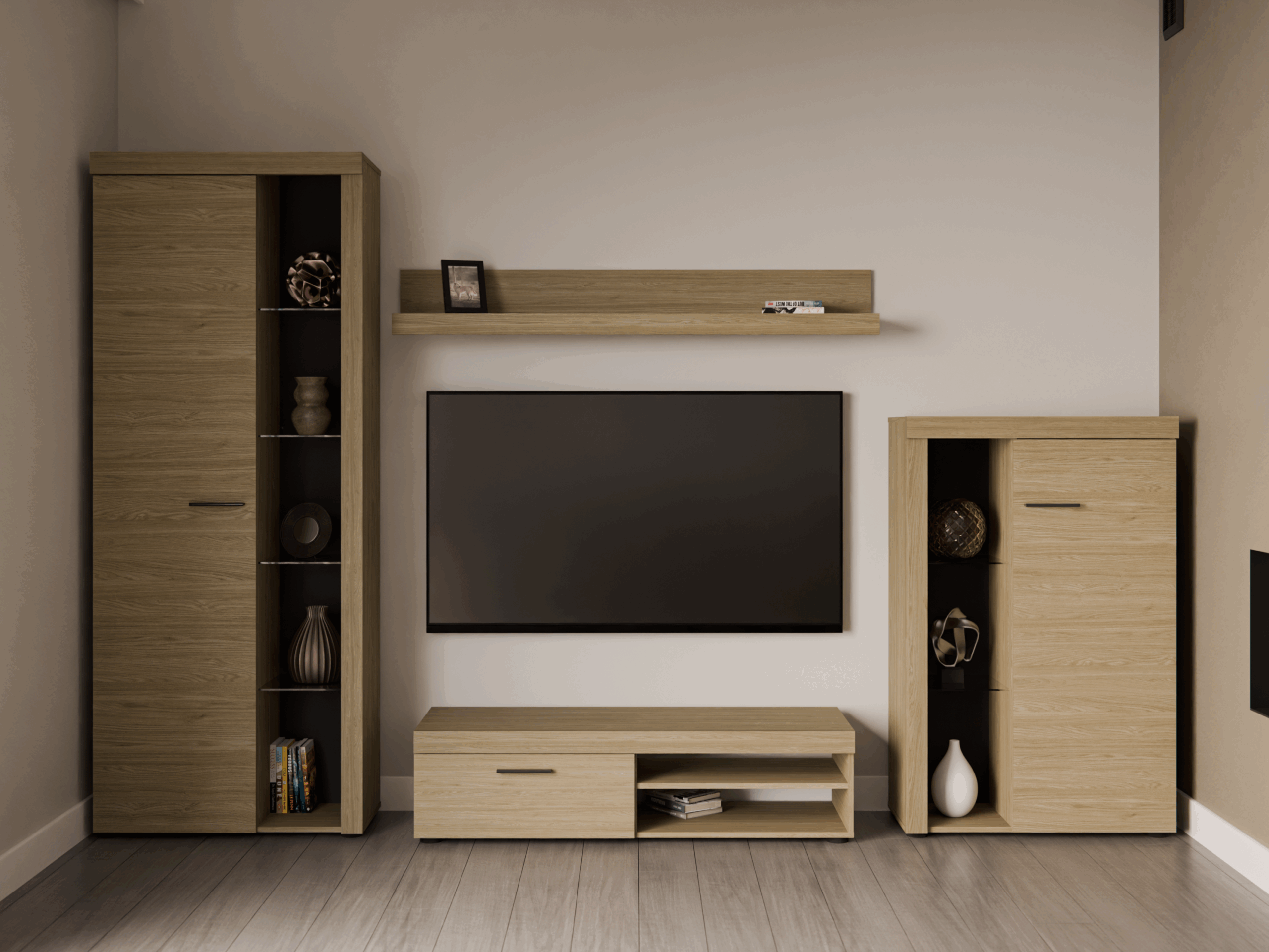 Nowoczesna meblościanka Rumba dąb olejowany