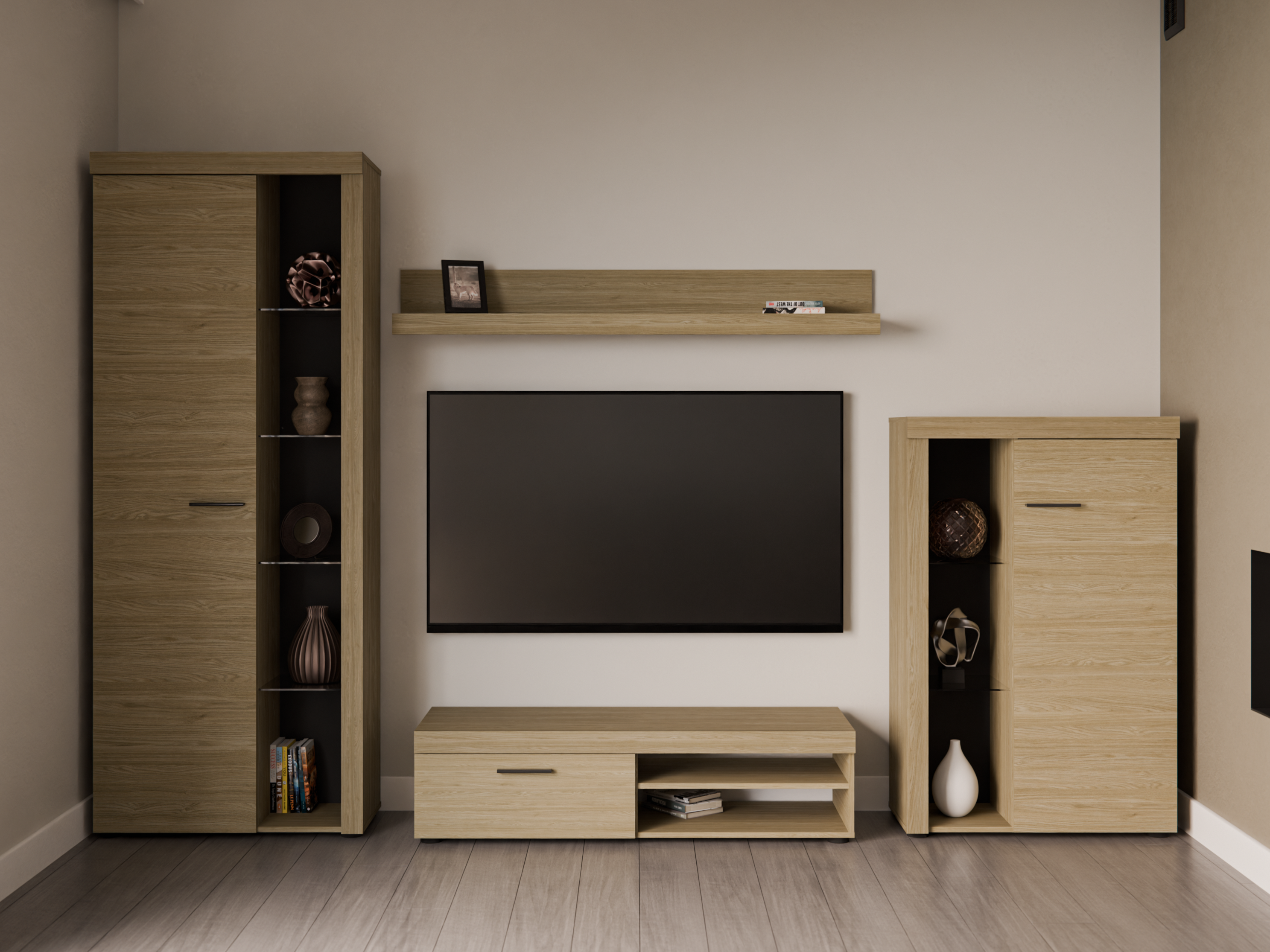 Nowoczesna meblościanka Rumba dąb olejowany