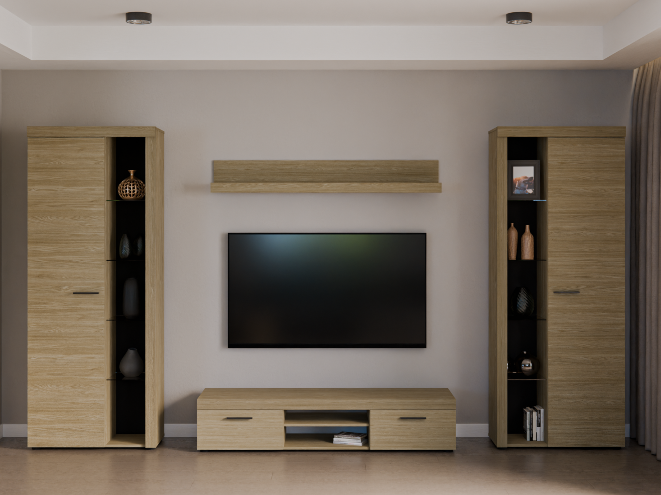 Nowoczesna meblościanka Rumba XL dąb olejowany