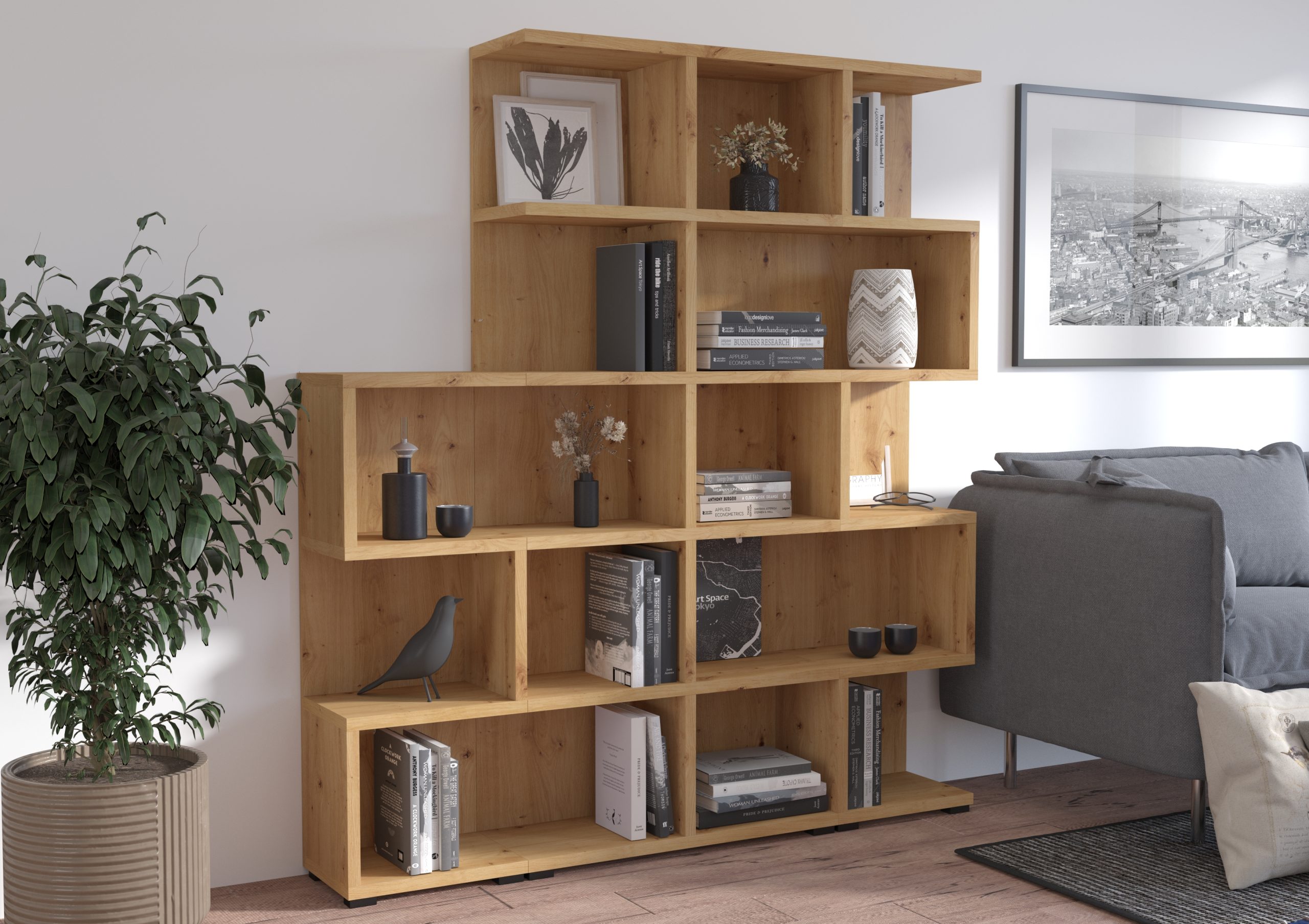 Regał MORE 02+05+01 dąb artisan