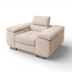 Fotel Avesta z regulowanym zagłówkiem kremowy welur