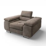 Fotel Avesta z regulowanym zagłówkiem jasnobrązowy welur