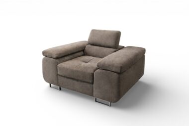 Fotel Avesta z regulowanym zagłówkiem jasnobrązowy welur