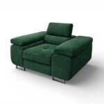 Fotel Avesta z regulowanym zagłówkiem butelkowa zieleń welur