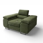 Fotel Avesta z regulowanym zagłówkiem oliwkowy welur