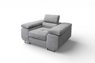 Fotel Avesta z regulowanym zagłówkiem szary welur