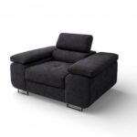 Fotel Avesta z regulowanym zagłówkiem grafitowy welur