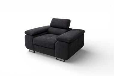 Fotel Avesta z regulowanym zagłówkiem grafitowy welur