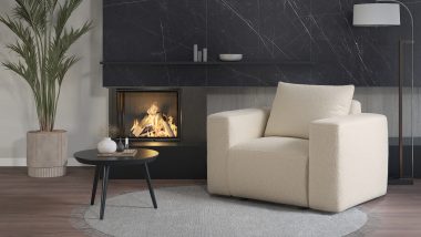 Fotel Lambi ciemnokremowy boucle