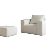 Fotel Lambi z podnóżkiem kremowy boucle