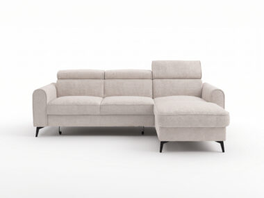 Narożnik z funkcją spania Bello uniwersalny L-kształtny z pojemnikiem na pościel kremowy szenil