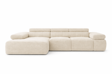 Narożnik z funkcją spania Stilio lewy L-kształtny  sztruks w odcieniu ecru