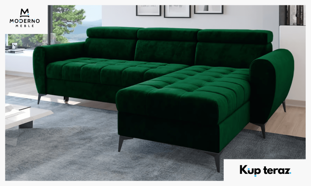 10. Narożnik butelkowa zieleń z funkcją spania Bjorn