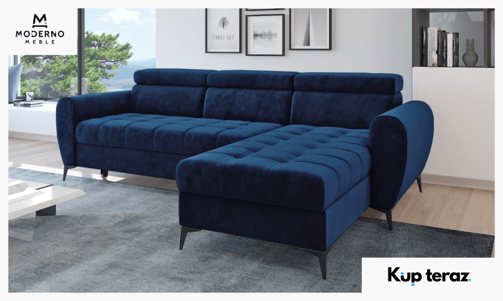 9. Granatowy narożnik z funkcją spania Bjorn z zagłówkami