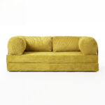 Kanapa piankowa Foamy z funkcją spania żółty sztruks